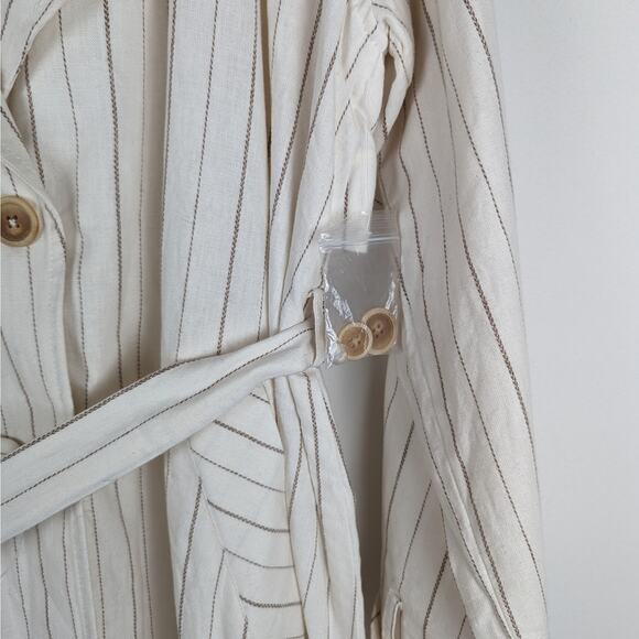We The Free Free People Melia Mac Linen Blend Trench Long Coat Size Medium NWOT - Picture 7 of 12